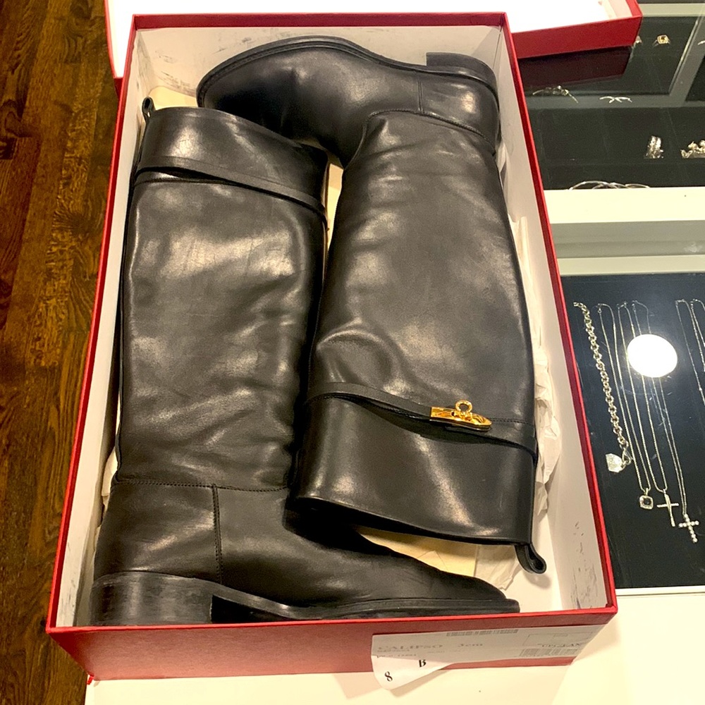 Salvatore Ferragamo Calipso Black Leather boots Nero Calf